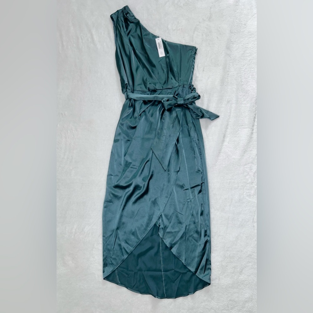 NWT Baltic Born Celia One Shoulder Midi Dress. Color: Blue Sage. Size: L.